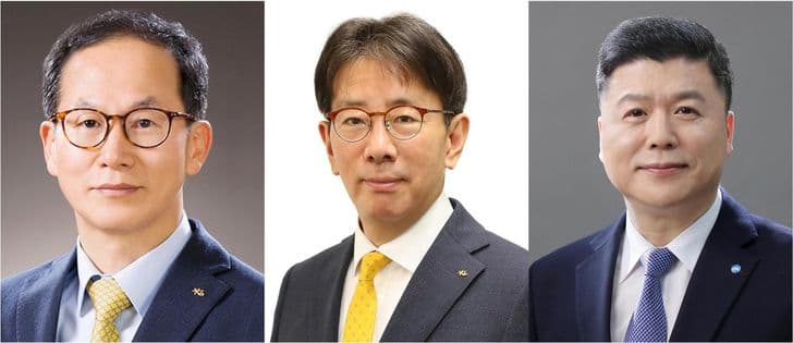 Headshot portraits of three KB Financial Group chairman candidates are shown side by side.